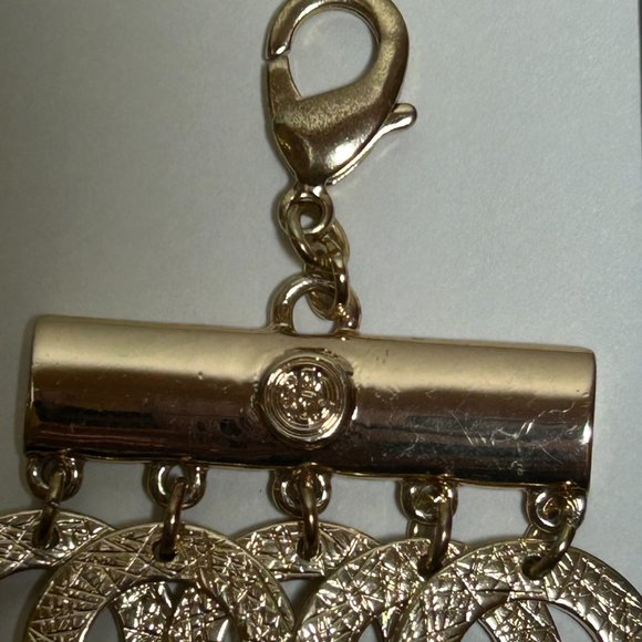 Super Wide Signed RJ Graziano Multi Strand Gold Tone Circle Links Bracelet - Picture 6 of 8